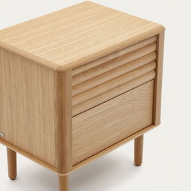 Lenon 2 Drawer Bedside Table 50x55cm Oak Wood and Veneer