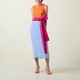 Colour-Block Sash-Tie Dress