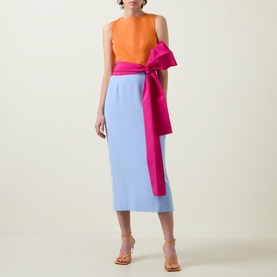 Colour-Block Sash-Tie Dress