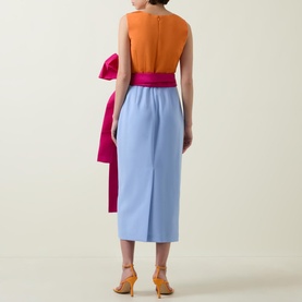 Colour-Block Sash-Tie Dress