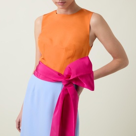 Colour-Block Sash-Tie Dress
