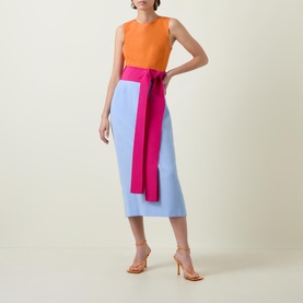 Colour-Block Sash-Tie Dress