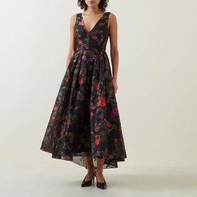 Asymmetric Floral-Print Dress
