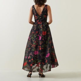 Asymmetric Floral-Print Dress