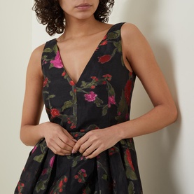 Asymmetric Floral-Print Dress