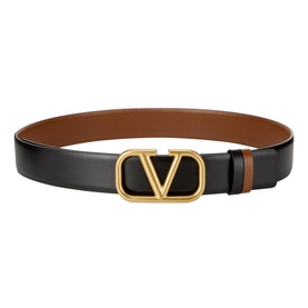 Reversible 'V' Logo Leather Belt