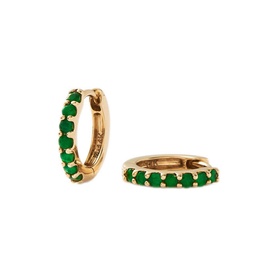 Solid Gold Fine Emerald Huggies