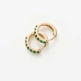 Solid Gold Fine Emerald Huggies