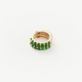 Solid Gold Fine Emerald Huggies
