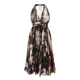 Floral Silk Flared Dress