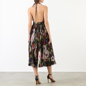 Floral Silk Flared Dress