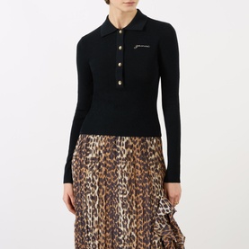 Logo Ribbed-Knit Polo Shirt