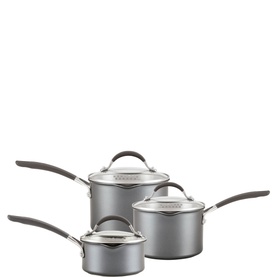 ScratchDefense Extreme Non-Stick Three-Piece Straining Saucepan & Lid Set