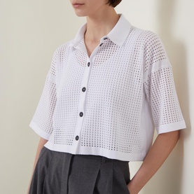 Mesh Button Down Polo Shirt