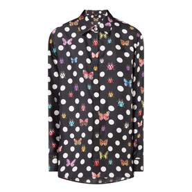Polka Dot Butterfly Silk Shirt