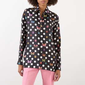 Polka Dot Butterfly Silk Shirt