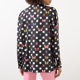 Polka Dot Butterfly Silk Shirt