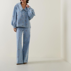 Rose Embroidered Denim Jacket