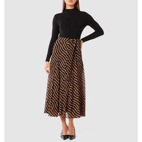 Donna Striped Godet Skirt