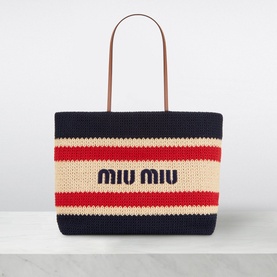 Tessuto Striped Raffia Tote Bag