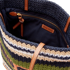 Tessuto Striped Raffia Tote Bag