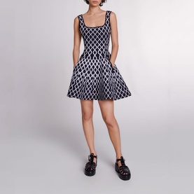 Monochrome Flared Mini Dress