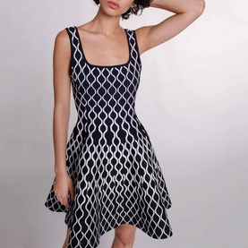Monochrome Flared Mini Dress