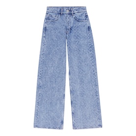 Rhinestone Embellished Wide-Leg Jeans