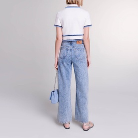 Rhinestone Embellished Wide-Leg Jeans