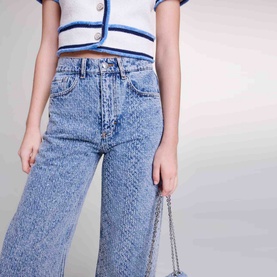 Rhinestone Embellished Wide-Leg Jeans