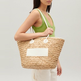 Woven Straw Medium Tote Bag