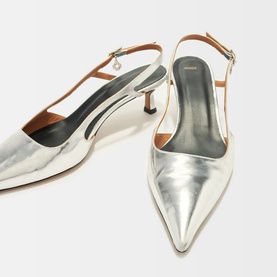 Metallic Slingback Kitten Heels
