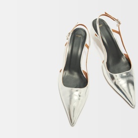 Metallic Slingback Kitten Heels