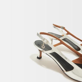 Metallic Slingback Kitten Heels