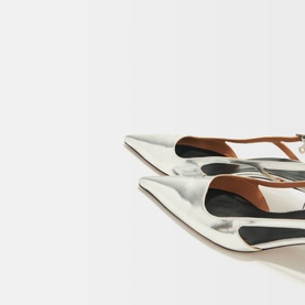 Metallic Slingback Kitten Heels