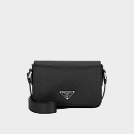 Triangle Logo Leather Shoulder Bag