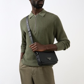 Triangle Logo Leather Shoulder Bag