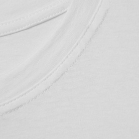 Reiss Morgan Solid T-Shirt in white, close-up of round neckline with visible raised seam detail on 100% cotton fabric