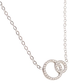 Lynott Jewellery Circle Link Necklace in silver with crystal-encrusted interlocking circle pendant on delicate cable chain