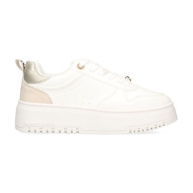 KG by Kurt Geiger Lana Chunky Trainers in white with nude panel detail, lace-up fastening, logo detail and thick white sole