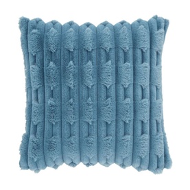 Carved Faux Fur Cushion Blue