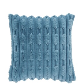 Carved Faux Fur Cushion Blue