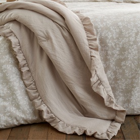 Soft Washed Frill Bedspread Natural
