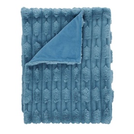 Carved Faux Fur Throw Blue