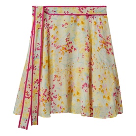Reiss Lyla Floral Mini Skirt in pink, floral print with contrast pink trims, tie waist belt, fluid mini-length silhouette