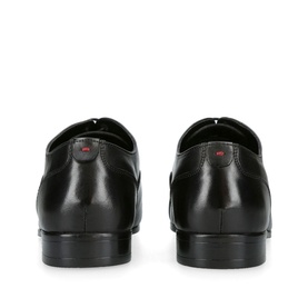 KG by Kurt Geiger Sonny Brogues in black leather, rear view showing red stitch heel detail and black synthetic sole