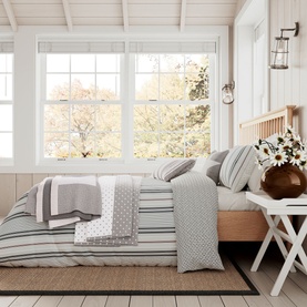 Nautical Stripe Duvet Set Charcoal
