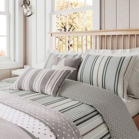 Nautical Stripe Duvet Set Charcoal