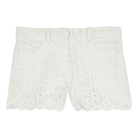Mid-Rise Floral Lace Shorts