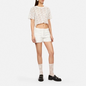 Mid-Rise Floral Lace Shorts